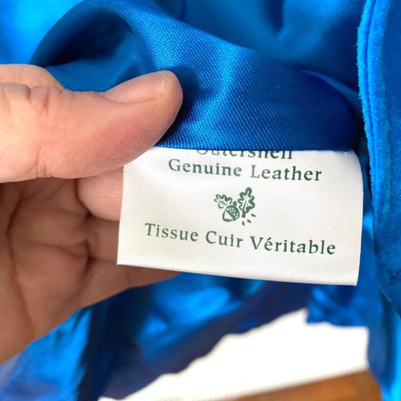 1980’s Danier Vintage Royal Blue Suede Leather Jacket Peplum Shoulder Pads - Picture 9 of 10